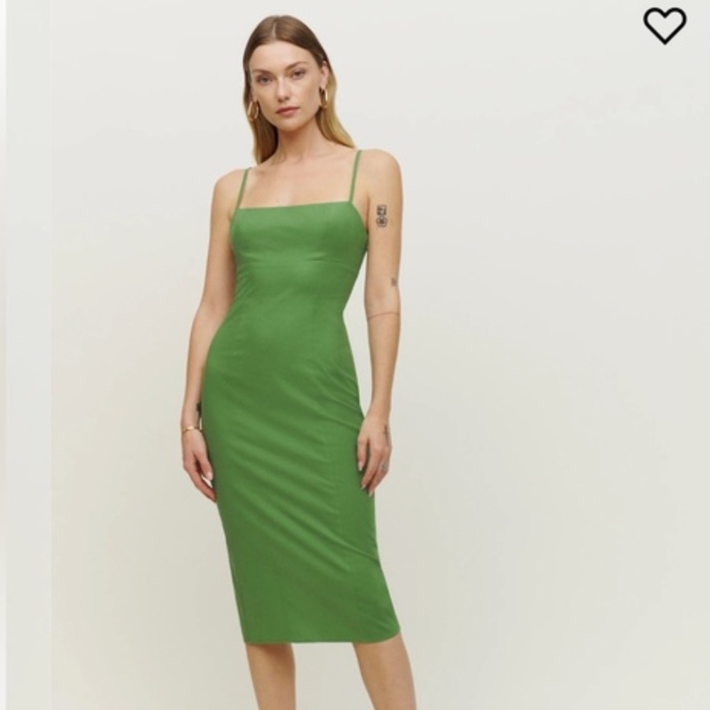 Reformation Jayden Dress Palm Green - Size 10
